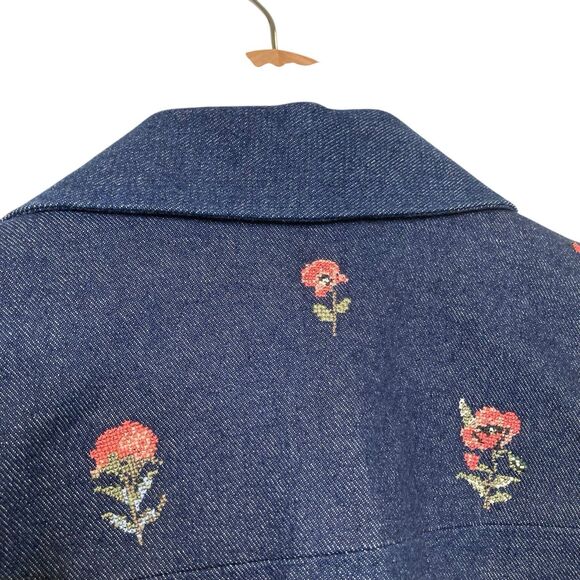Moonray Floral Embroidered Denim Vest Womens Size Medium Blue NEW - Picture 7 of 13